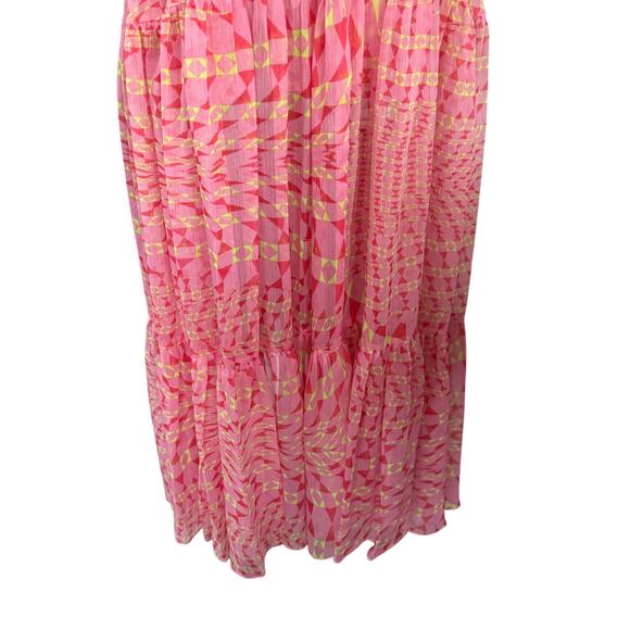 Misa Los Angeles Dalia Cutout Chiffon Maxi Dress Septima Geo Pink Medium NWT - Picture 8 of 12